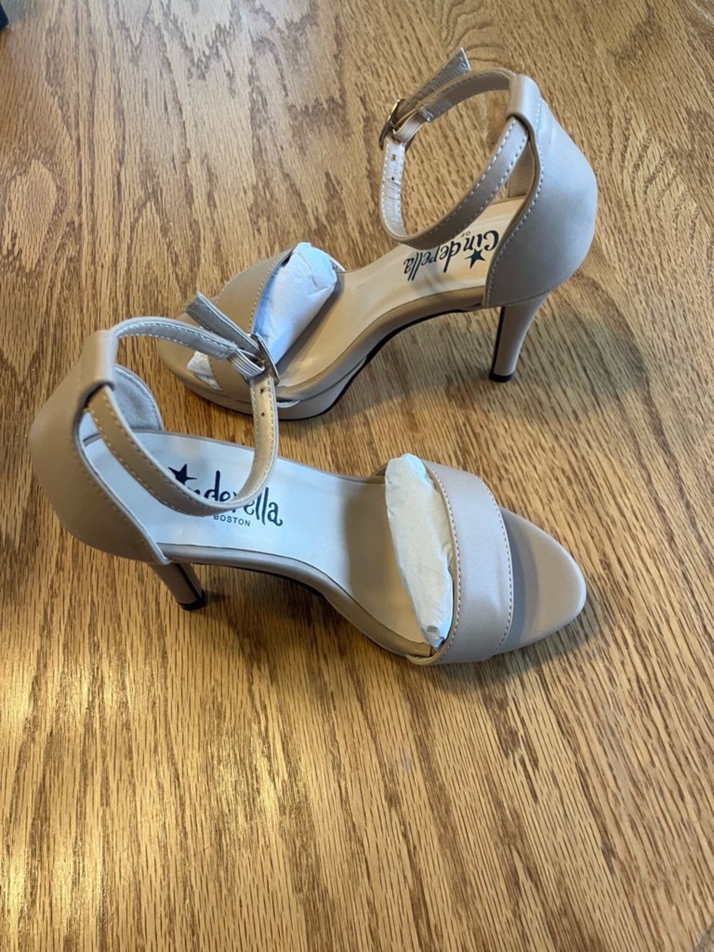 Cinderella Boston Nude Ankle-Strap Heels